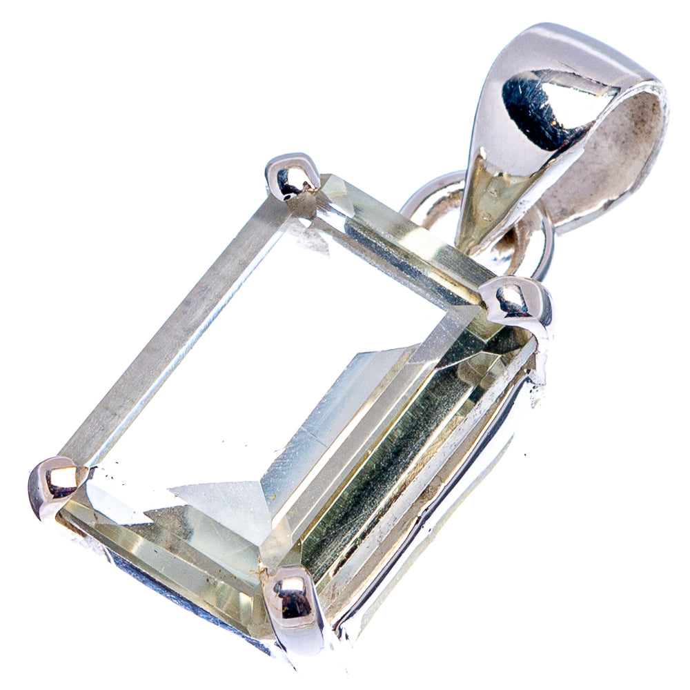 Faceted Green Amethyst Dainty Pendant 7/8" (.925 Sterling Silver)