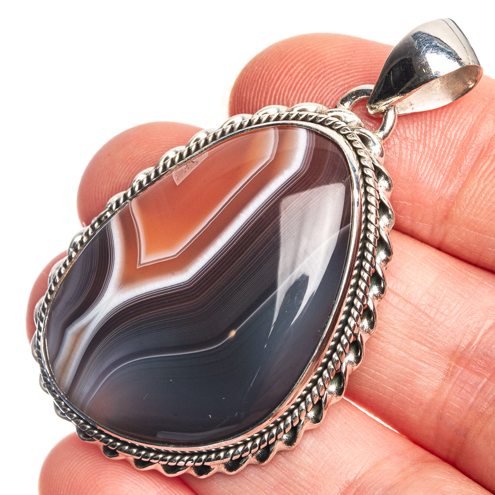 Botswana Agate 925 Sterling Silver Pendant 1 7/8"