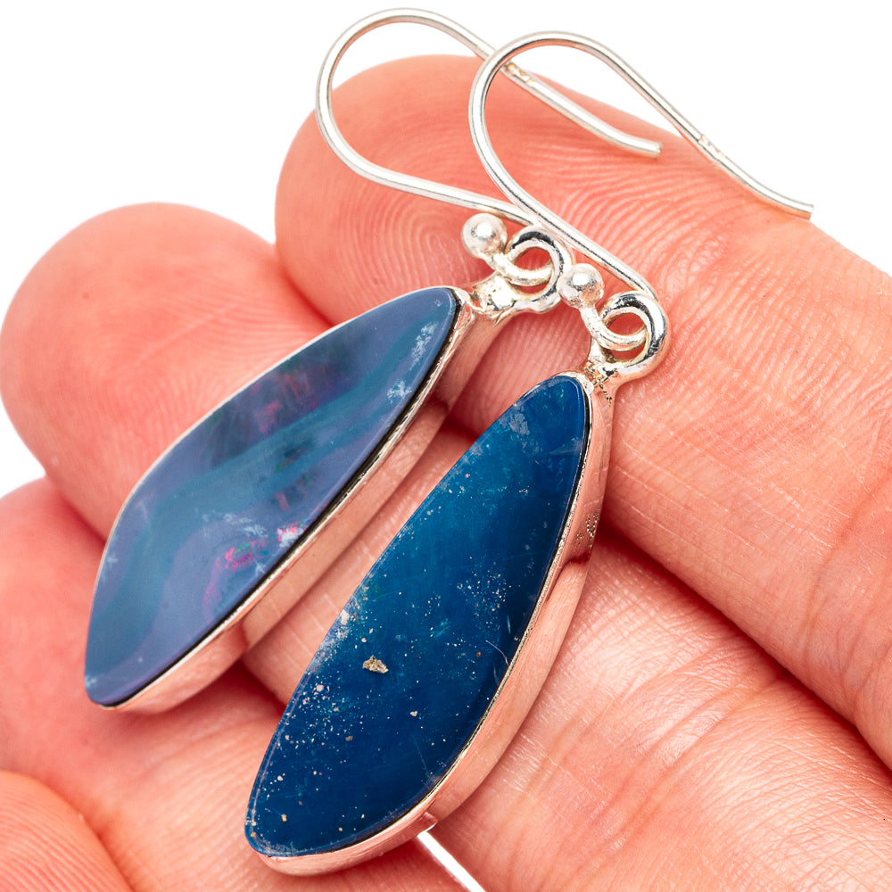Rare Doublet Opal Earrings 1 5/8" (925 Sterling Silver) E2541