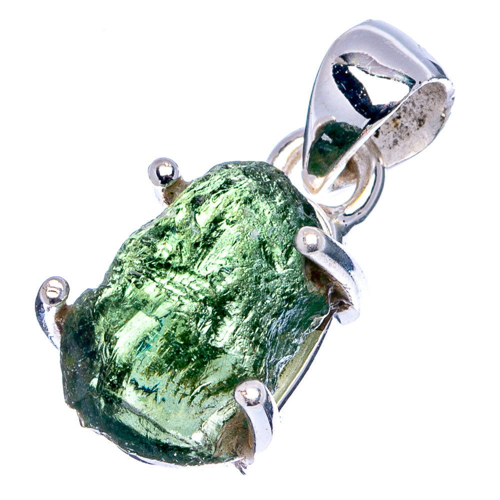 Rare Raw Moldavite Pendant 7/8" (.925 Sterling Silver)