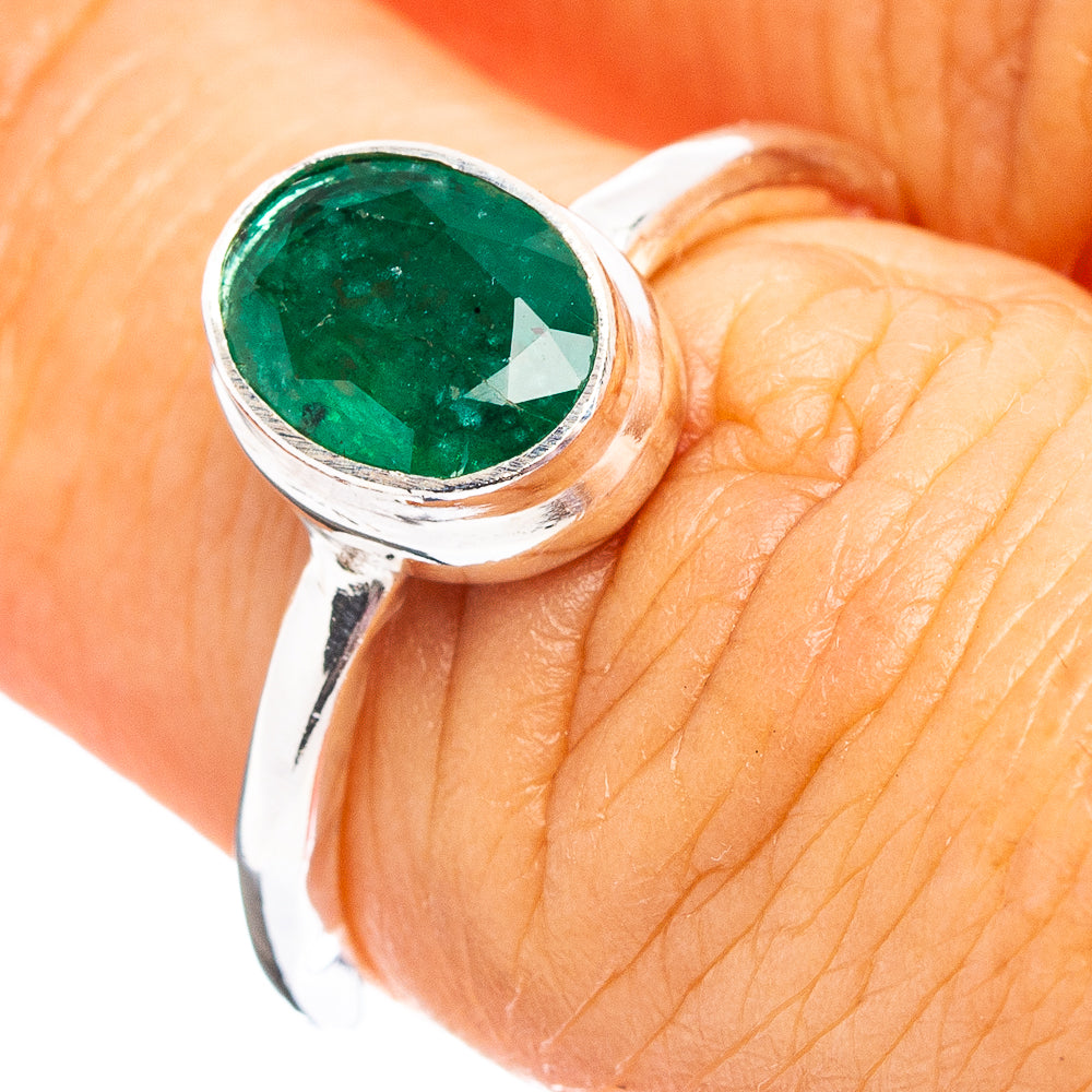 Premium Zambian Emerald Ring Size 6 (.925 Sterling Silver)