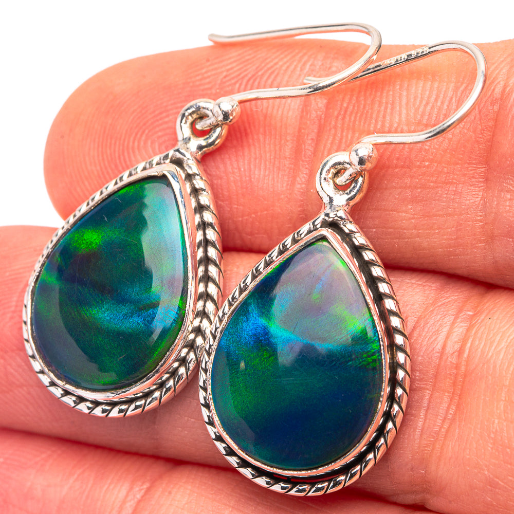 Aura Opal 925 Sterling Silver Earrings 1 3/8" (925 Sterling Silver) EARR432219