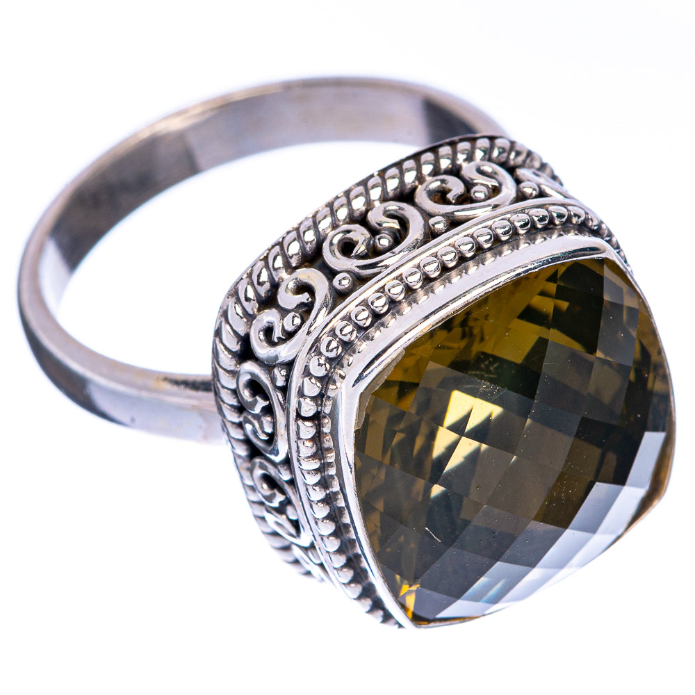 Faceted Olive Quartz Ring Size 9 (925 Sterling Silver) R144557