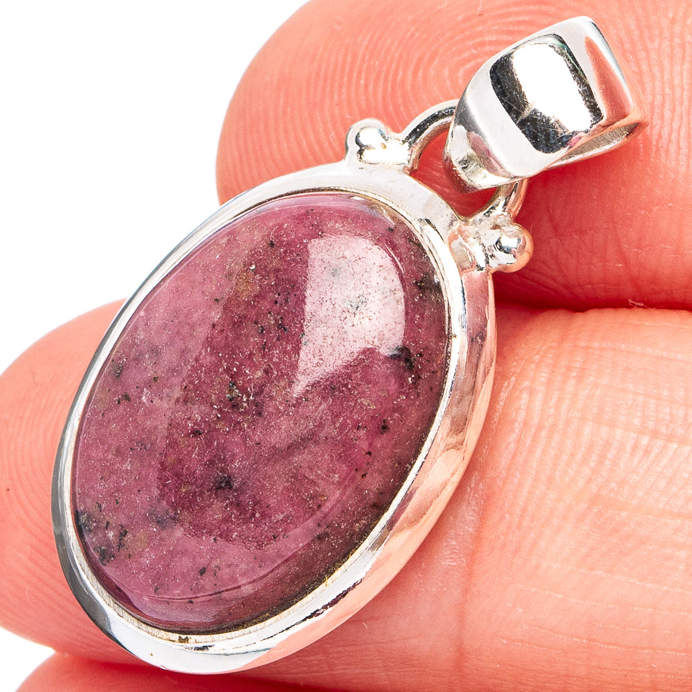 Rhodonite Pendant 1 1/4" (.925 Sterling Silver)