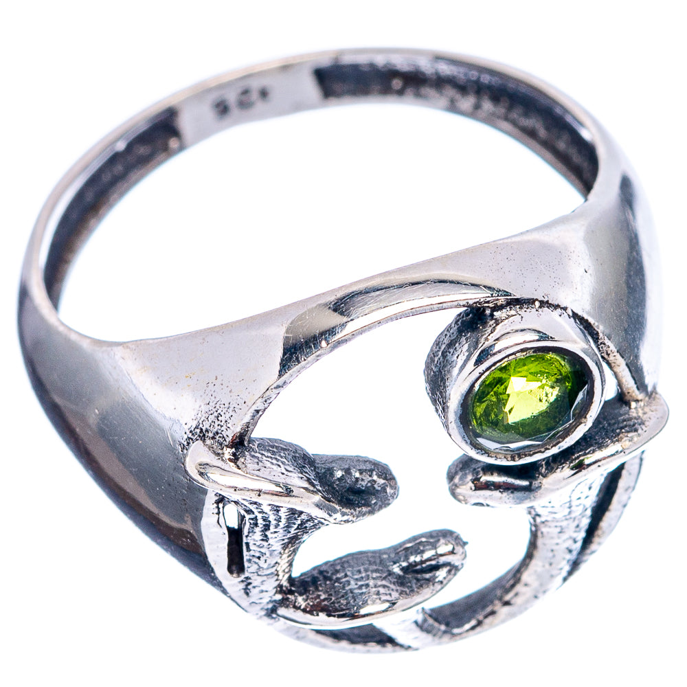 Peridot Mushroom Dainty Ring Size 7.75 (.925 Sterling Silver)