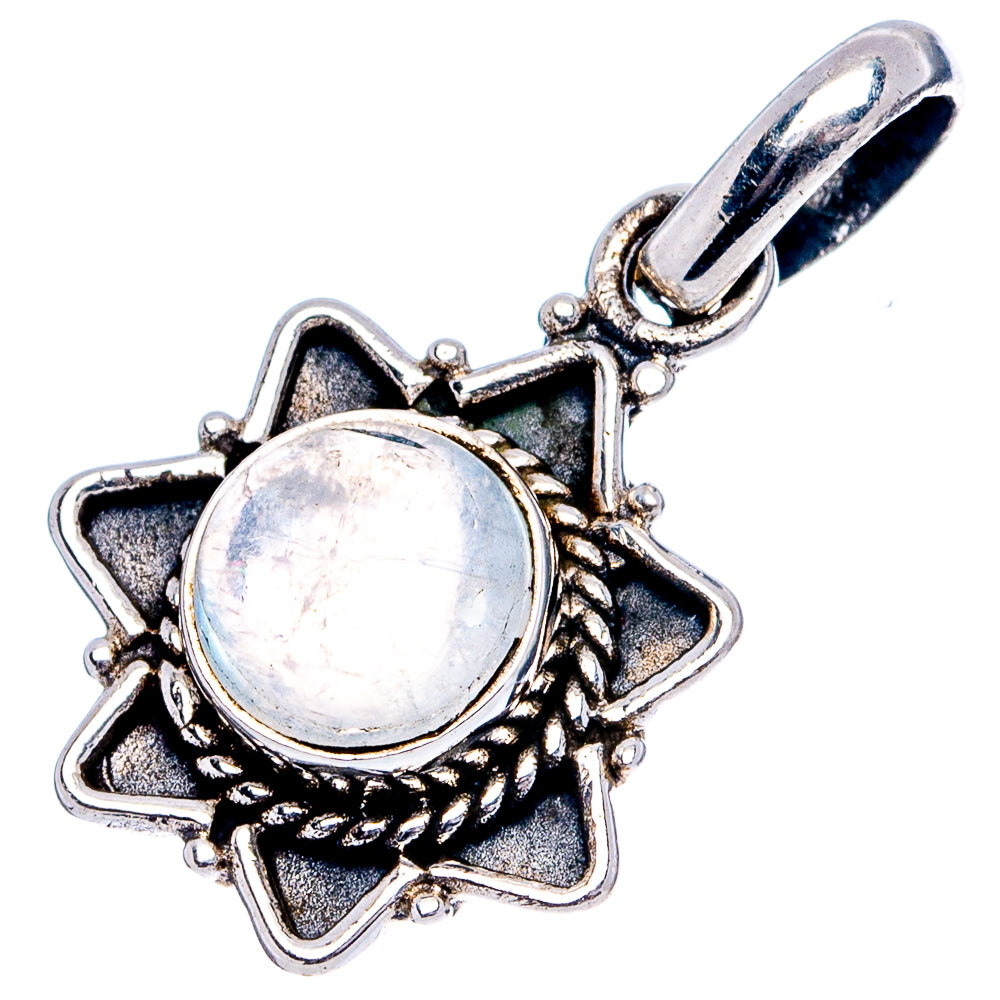 Rainbow Moonstone Dainty Pendant 7/8" (.925 Sterling Silver)