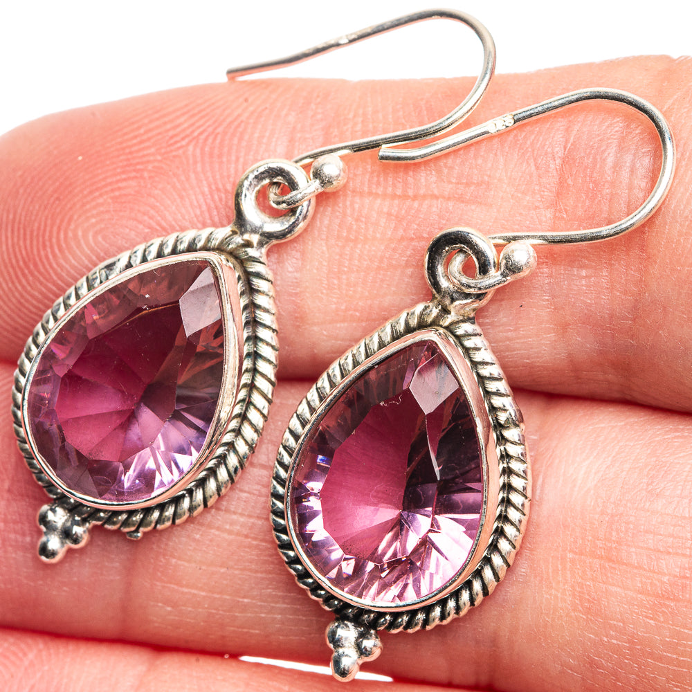 Faceted Color Change Alexandrite (Lab.) Earrings 1 1/2" (925 Sterling Silver) E432611