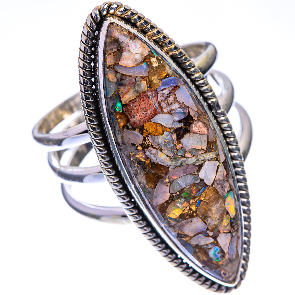 Large Copper Composite Rainbow Moonstone Ring Size 9.75 (925 Sterling Silver) RING143359