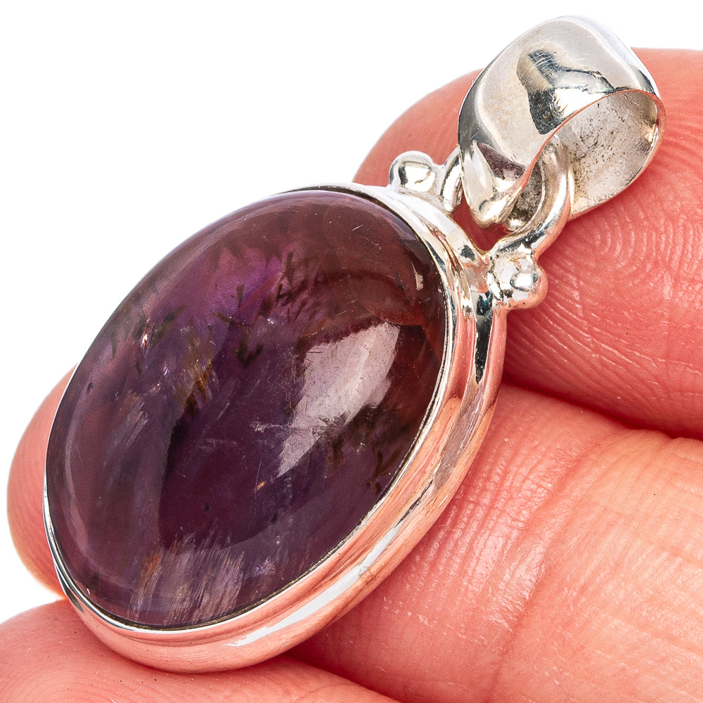 Rare Cacoxenite Amethyst Pendant 1 1/4" (925 Sterling Silver) P40402