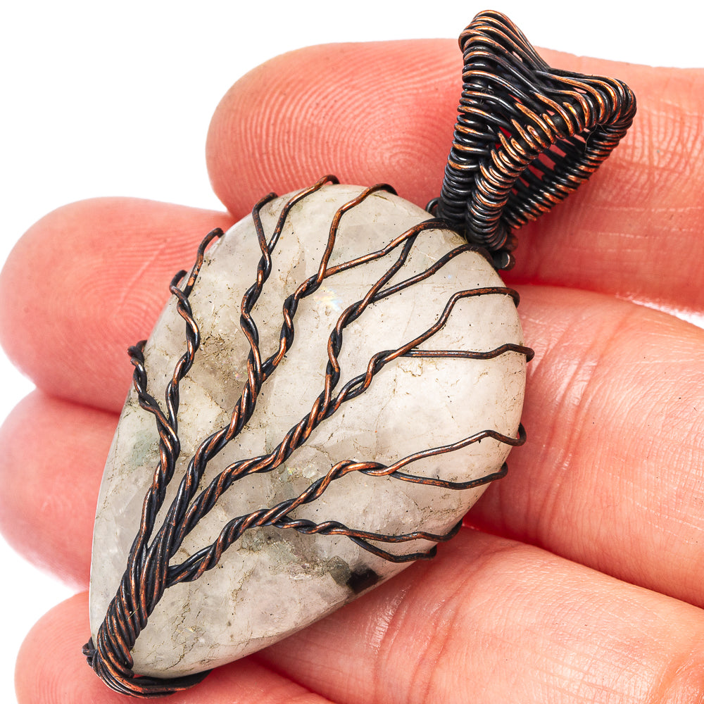 White Quartz Tree of Life Pendant 2" (Oxidized Copper)