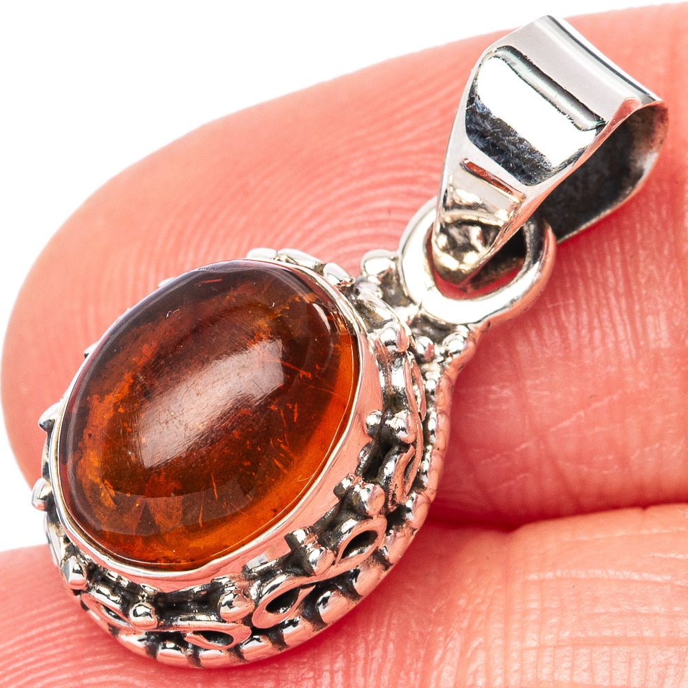 Amber Pendant 7/8" (925 Sterling Silver) P42723