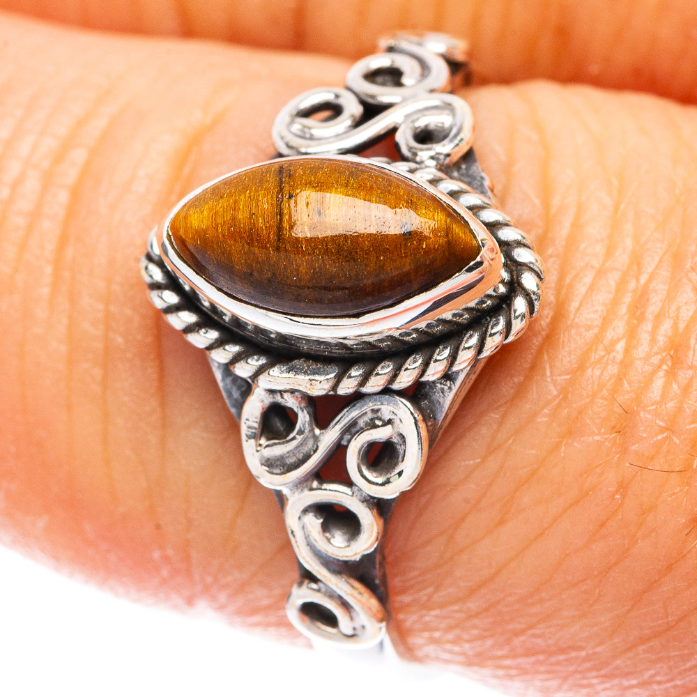 Tiger Eye Dainty Ring Size 7.75 (925 Sterling Silver) R5783