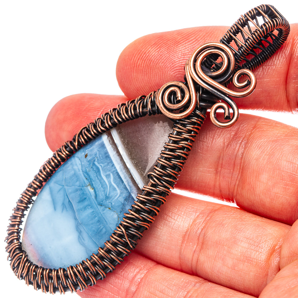 Owyhee Opal Wire Wrap Pendant 2 7/8" (Oxidized Copper)