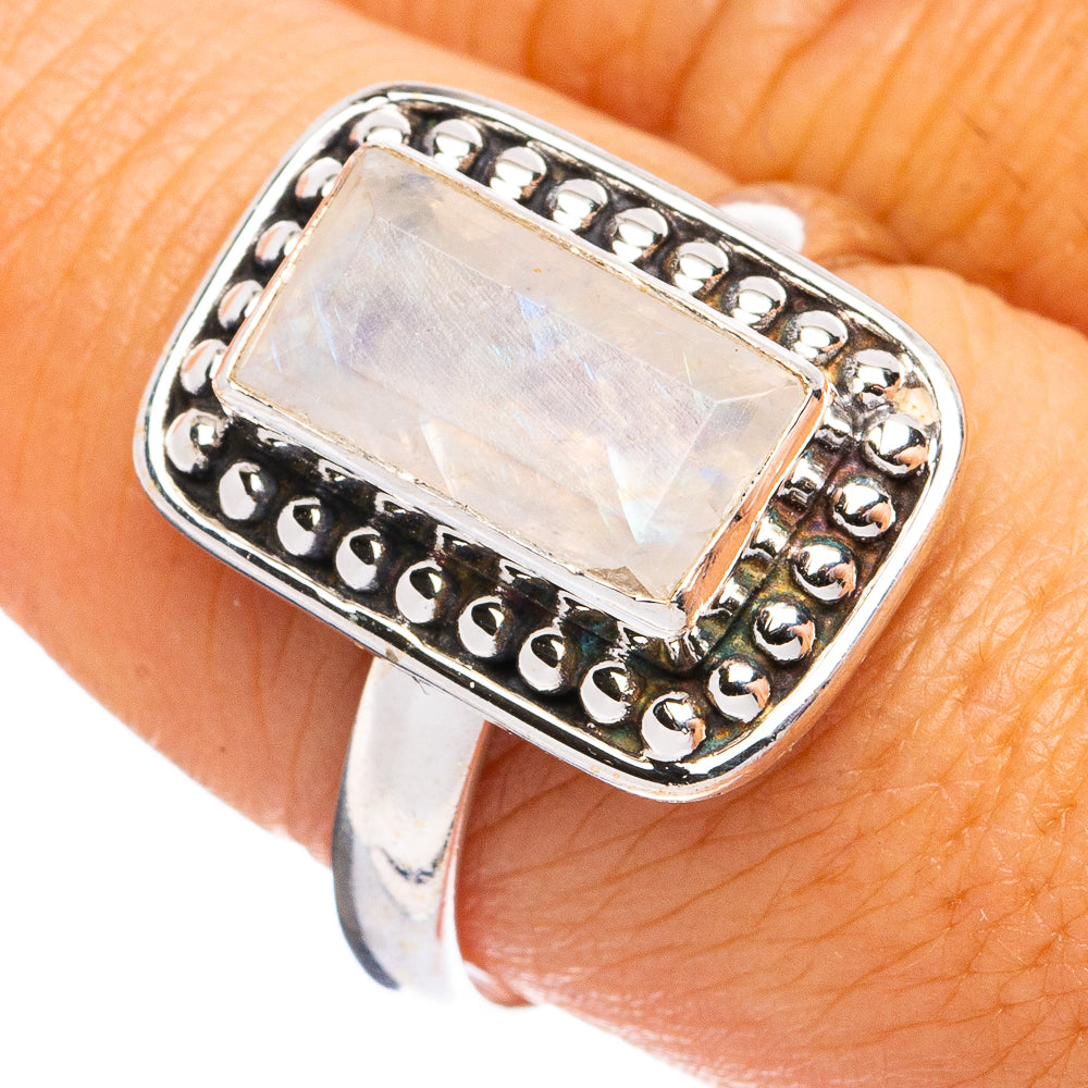 Rainbow Moonstone Ring Size 8.75 (925 Sterling Silver) R8238