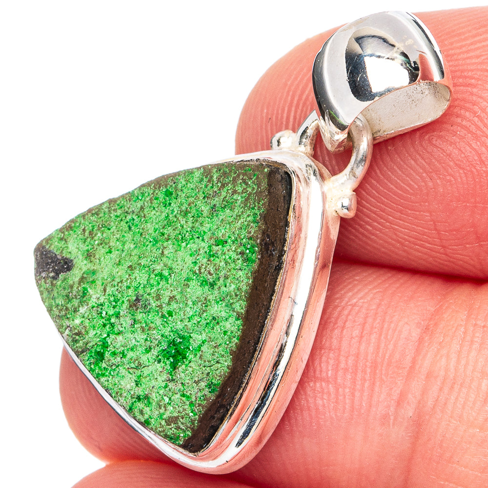 Rare Uvarovite Garnet Pendant 1 1/8" (.925 Sterling Silver)