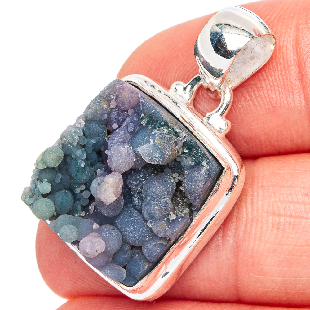 Rare Grape Agate Pendant 1 1/4" (.925 Sterling Silver)