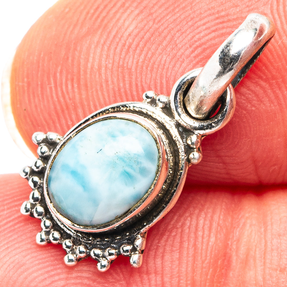 Larimar Dainty Pendant 7/8" (.925 Sterling Silver)