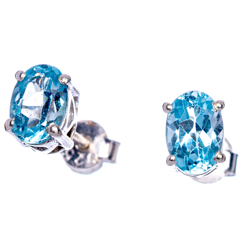 Blue Topaz Dainty Earrings 1/4" (925 Sterling Silver) E433451