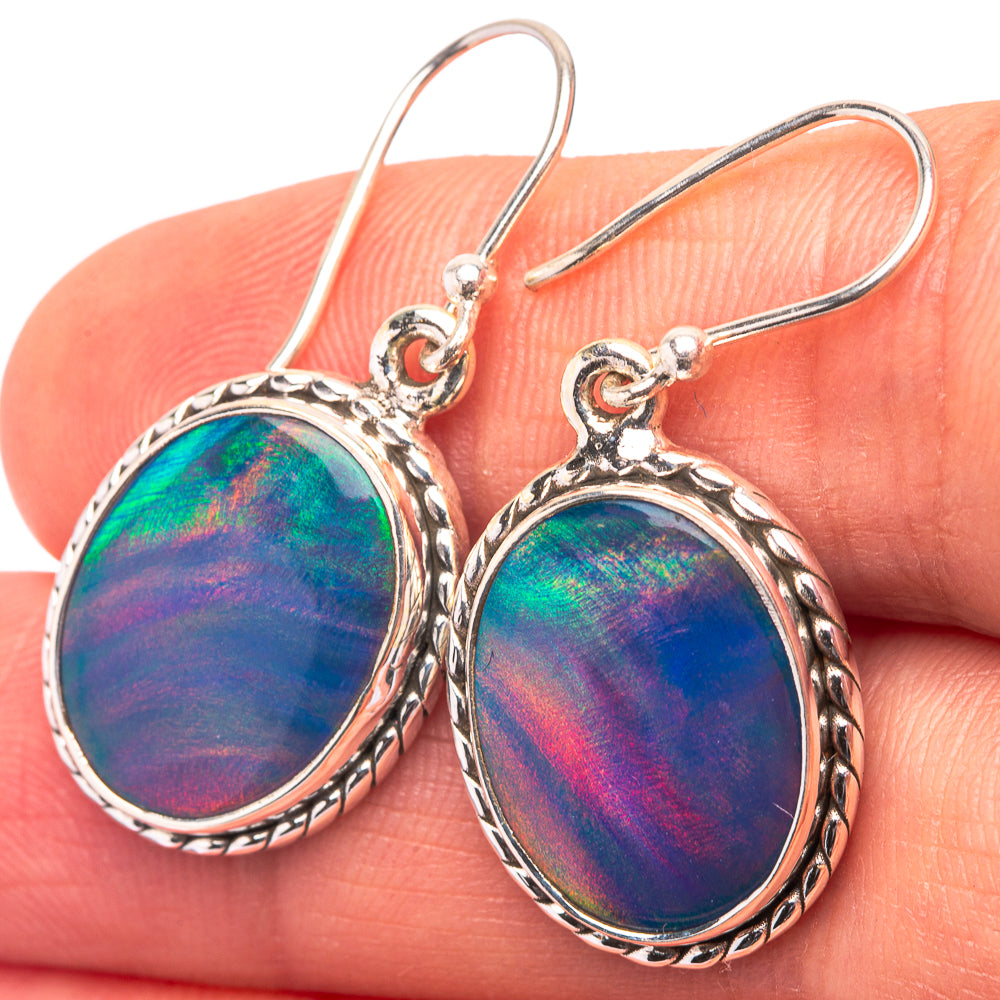 Aura Opal 925 Sterling Silver Earrings 1 3/8" (925 Sterling Silver) EARR432215