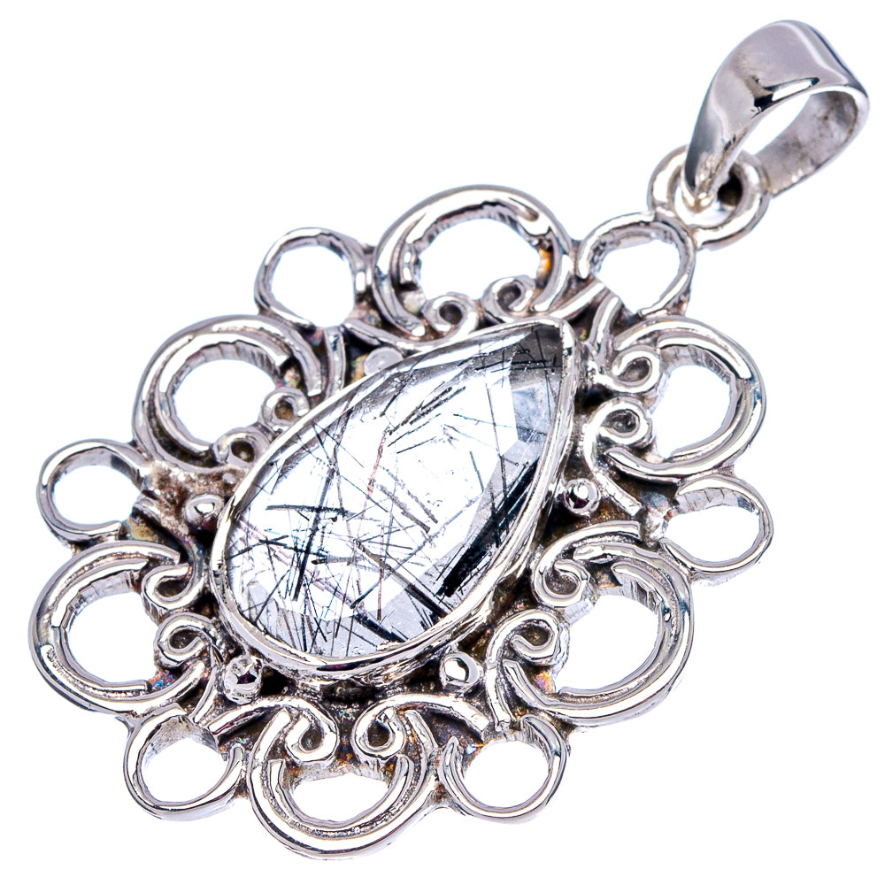 Premium Tourmalinated Quartz Pendant 1 1/2" (.925 Sterling Silver)