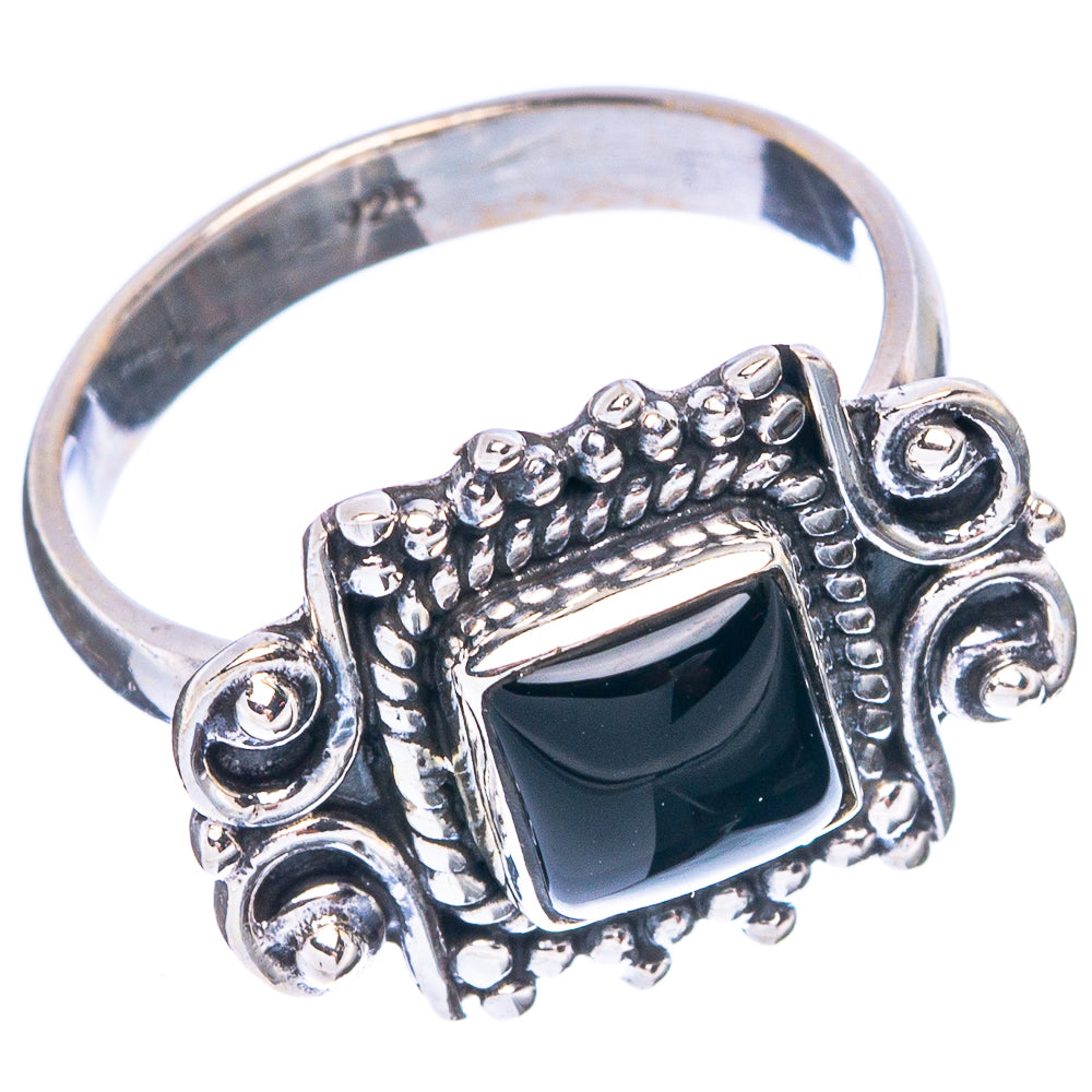 Black Onyx Dainty Ring Size 6.75 (925 Sterling Silver) R5212