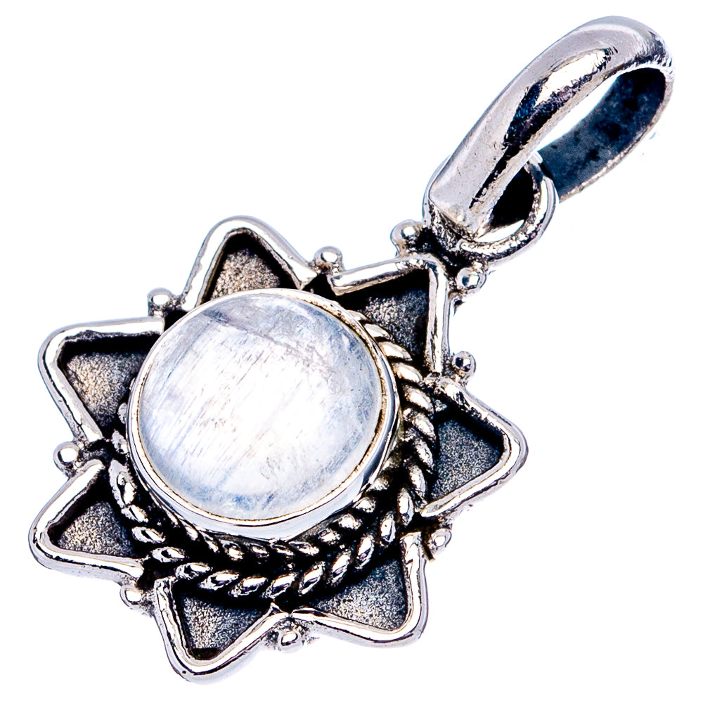 Rainbow Moonstone Dainty Pendant 7/8" (.925 Sterling Silver)