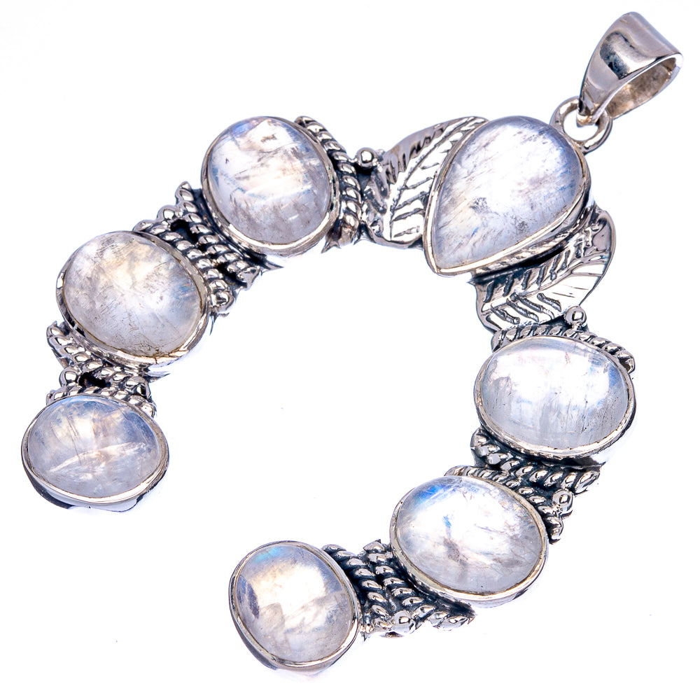 Signature Rainbow Moonstone Horseshoe Pendant 2 1/8" (925 Sterling Silver) P42297