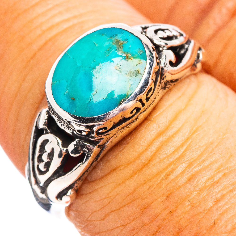 Native Style Mohave Turquoise Ring Size 7.5 (.925 Sterling Silver)