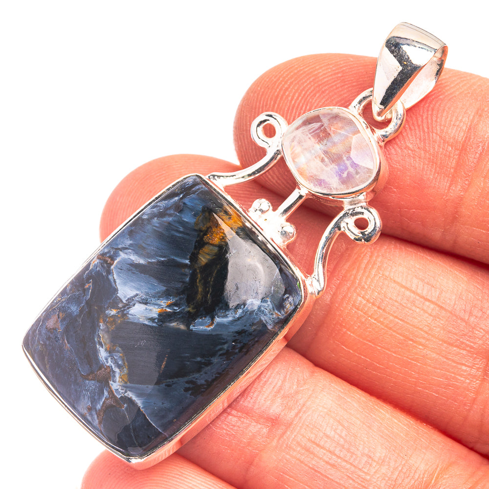 Pietersite, Rainbow Moonstone Pendant 1 7/8" (925 Sterling Silver) P38851