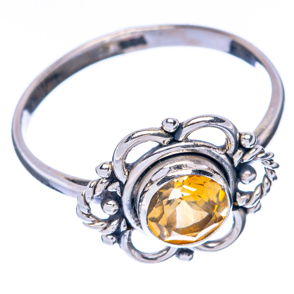 Faceted Citrine Dainty Ring Size 8.25 (925 Sterling Silver) R145012