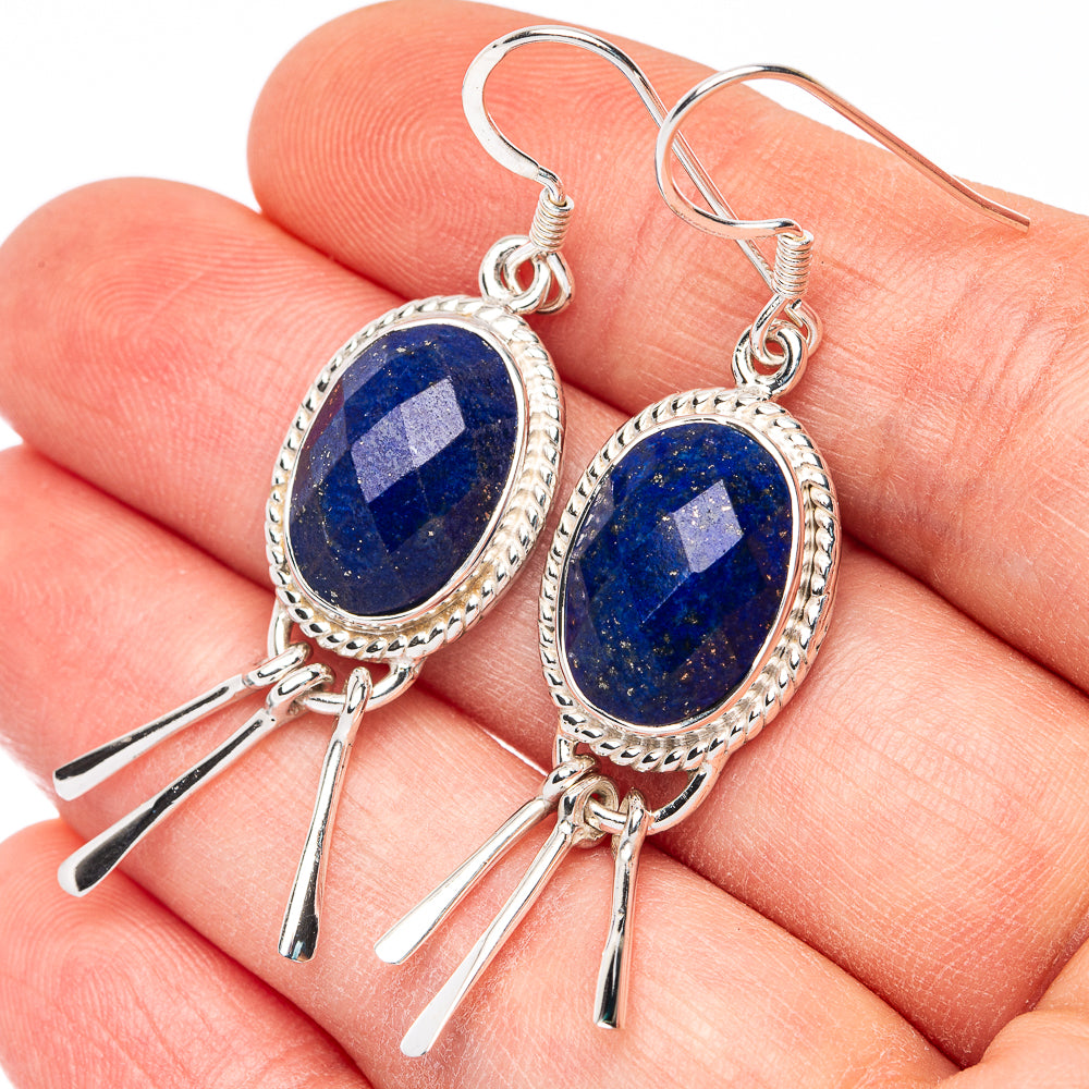 Premium Lapis Lazuli Earrings 1 7/8" (925 Sterling Silver) E2527