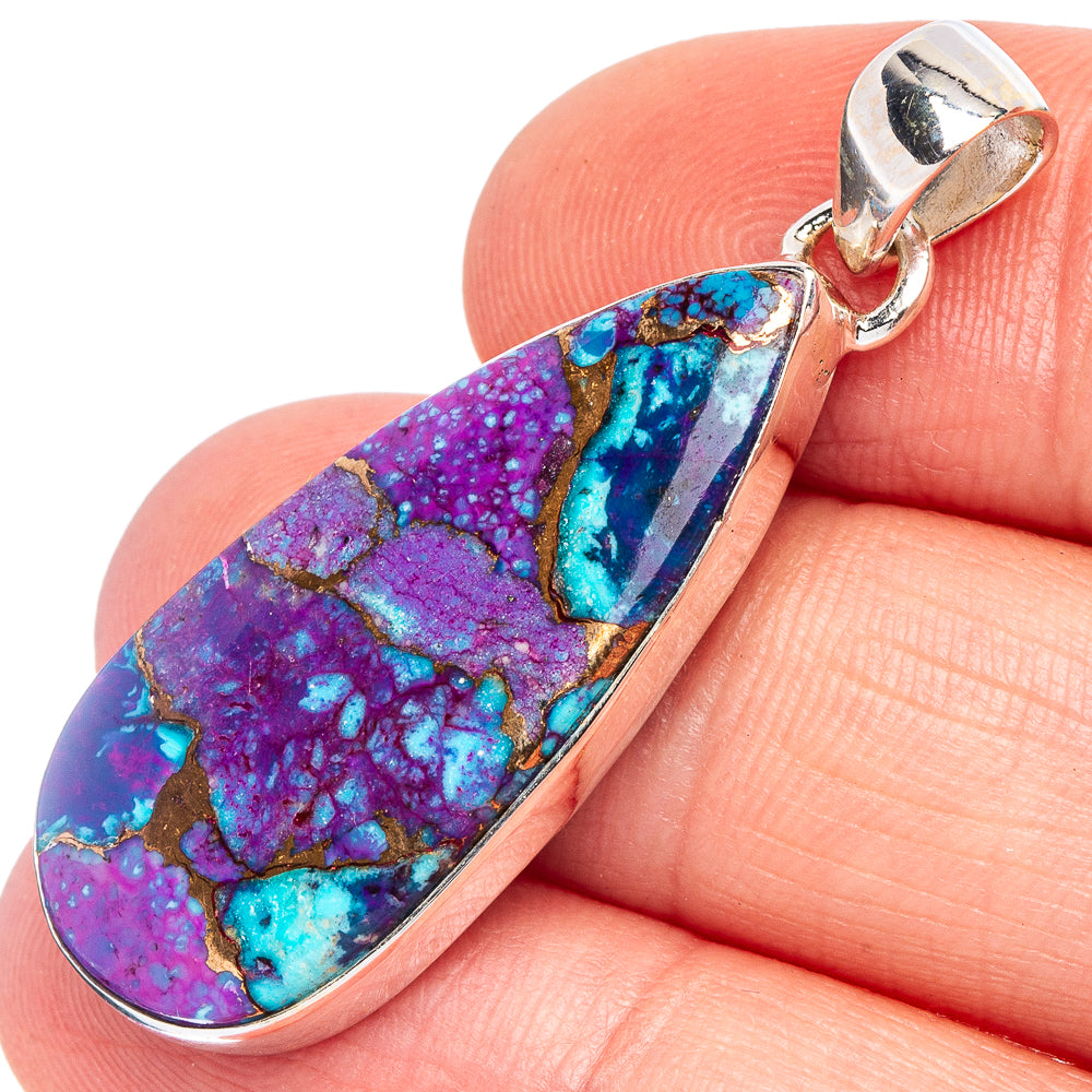 Purple Copper Composite Turquoise Pendant 1 5/8" (925 Sterling Silver) P44946
