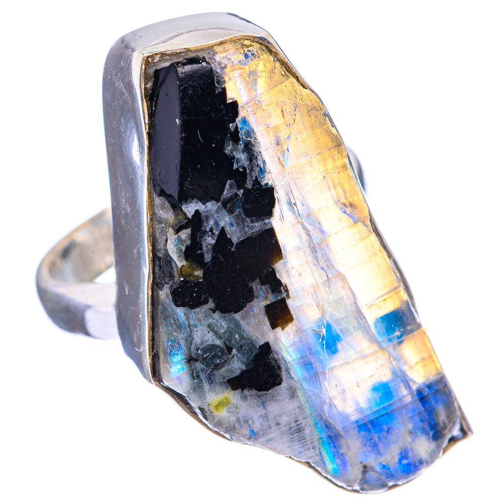 Large Raw Rainbow Moonstone Ring Size 6.25 (925 Sterling Silver) R142914