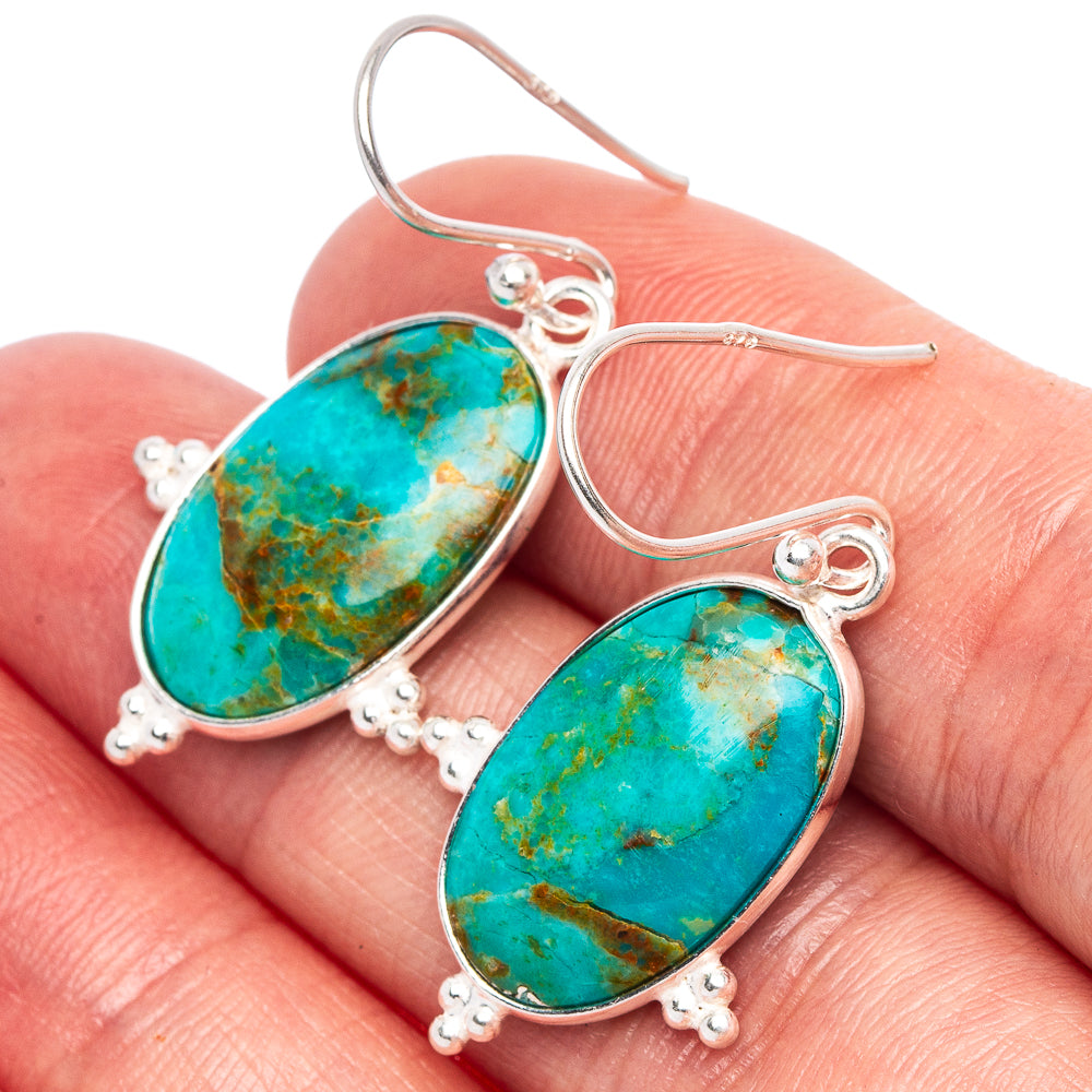 Kingman Turquoise Earrings 1 3/8" (925 Sterling Silver) E1840