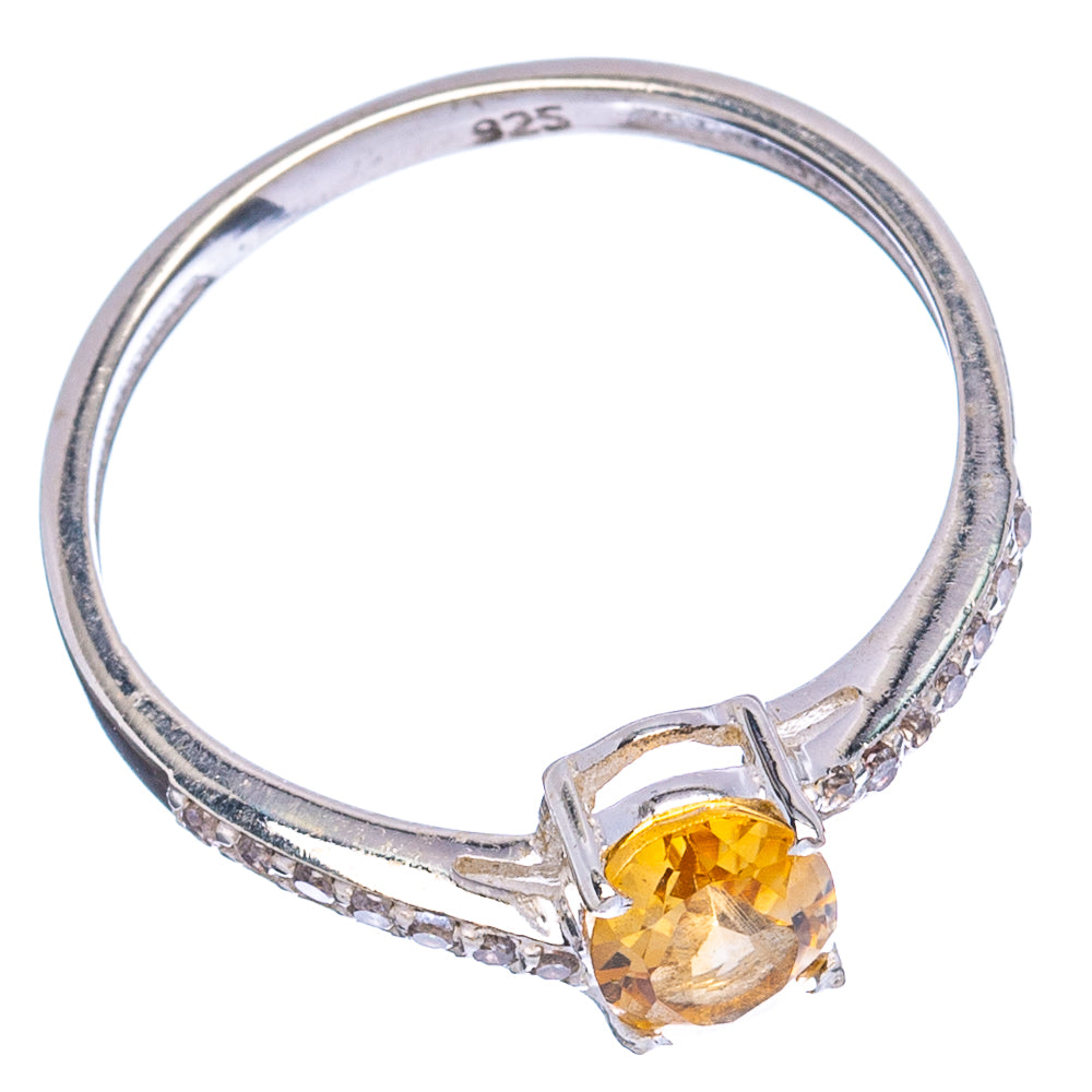 Citrine, Cubic Zirconia Ring Size 7 (.925 Sterling Silver)