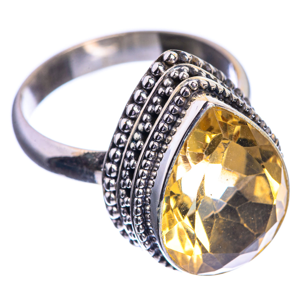 Faceted Citrine 925 Sterling Silver Ring Size 8.25