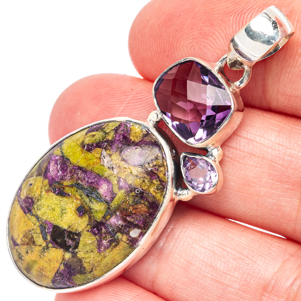 Atlantisite, Amethyst Pendant 2" (925 Sterling Silver) P44344