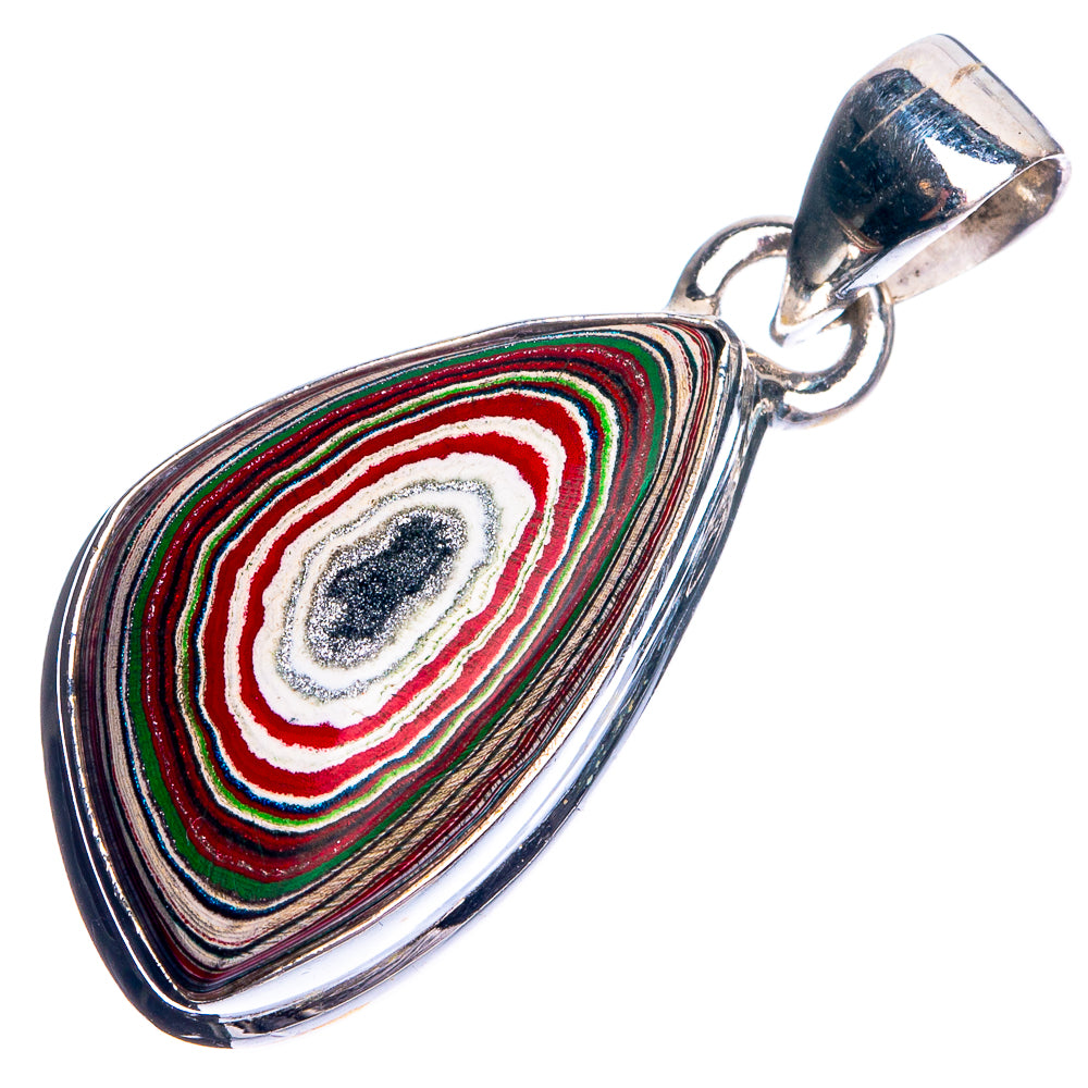 Fordite 925 Sterling Silver Pendant 1 3/8"