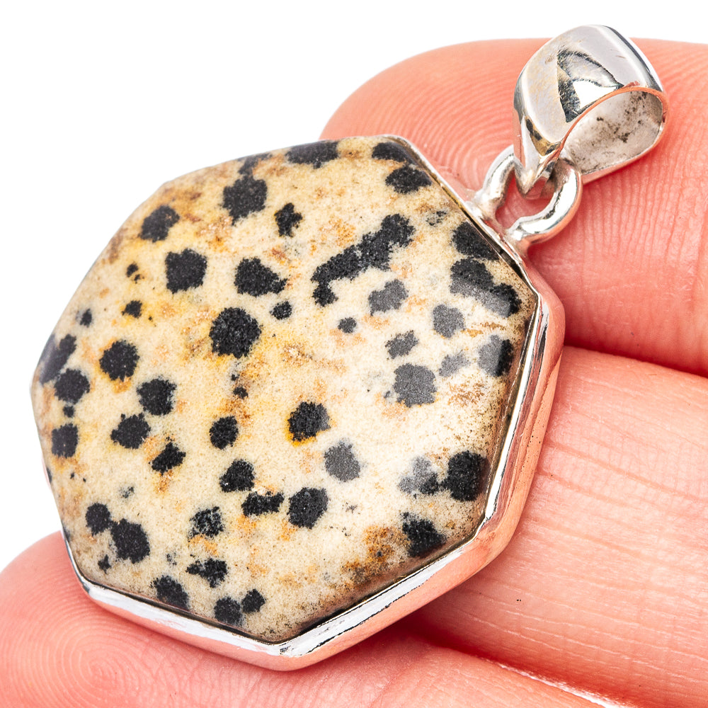 Dalmatian Jasper Pendant 1 1/2" (925 Sterling Silver) P43167