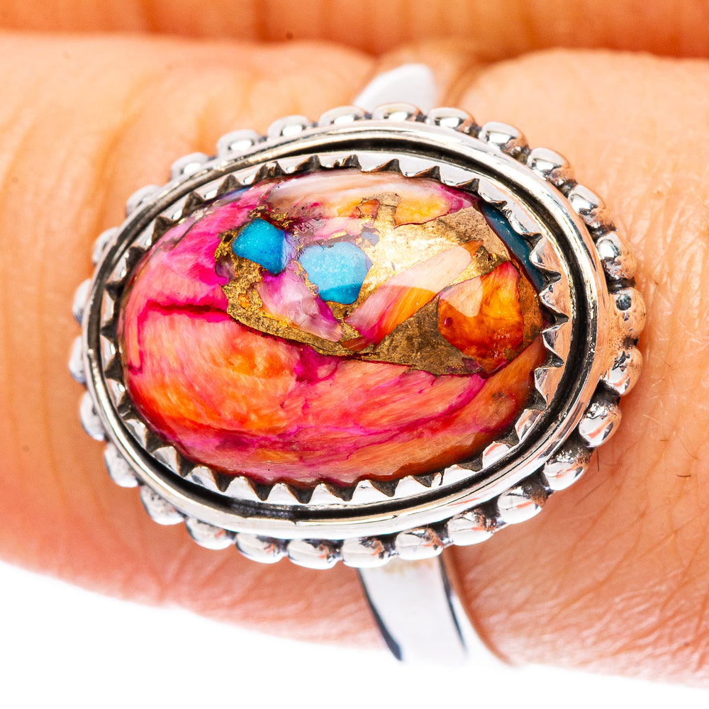 Kingman Pink Dahlia Turquoise 925 Sterling Silver Ring Size 8.25 (925 Sterling Silver) R3866