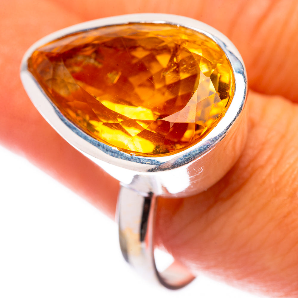 Large Faceted Citrine 925 Sterling Silver Ring Size 10 (925 Sterling Silver) RING140379