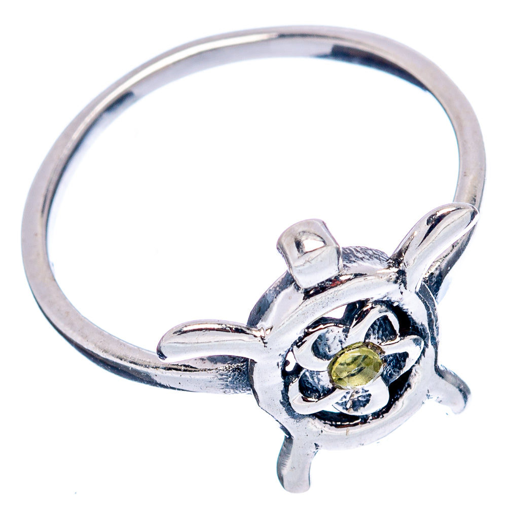 Citrine Seaturtle Dainty Ring Size 5.75 (.925 Sterling Silver)