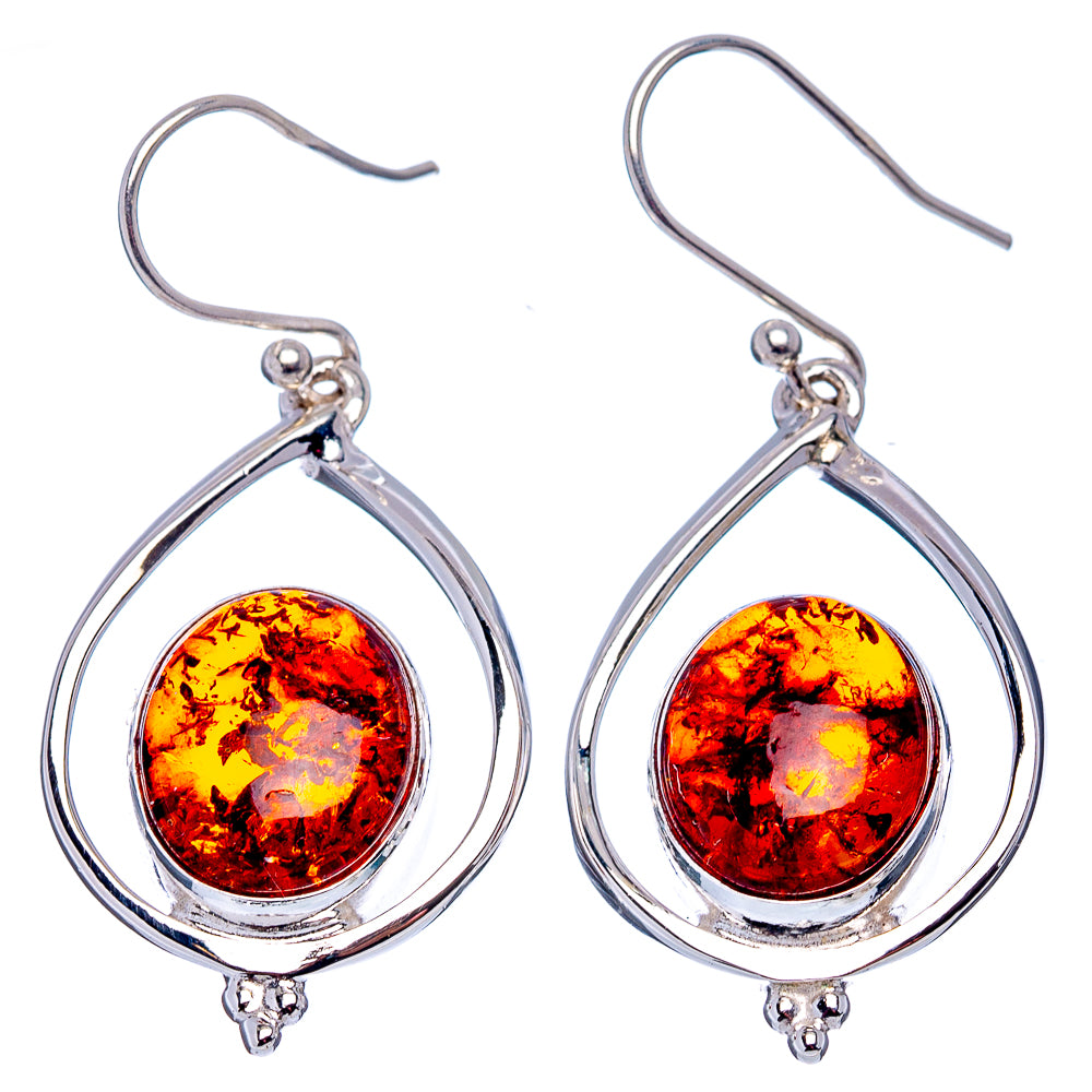 Premium Baltic Amber Earrings 1 5/8" (.925 Sterling Silver)