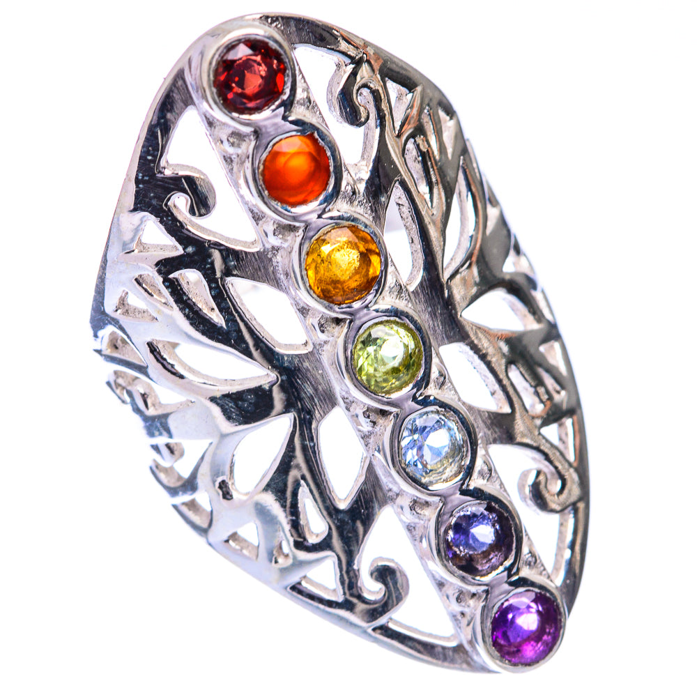 Rainbow Chakra Ring Size 5.75 (925 Sterling Silver) R141576