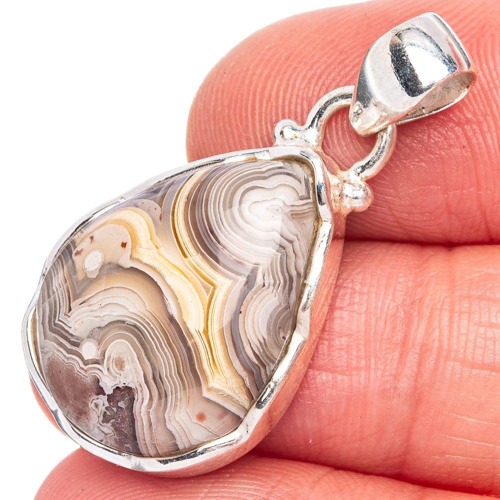 Laguna Lace Agate Pendant 1 3/8" (925 Sterling Silver) P40259