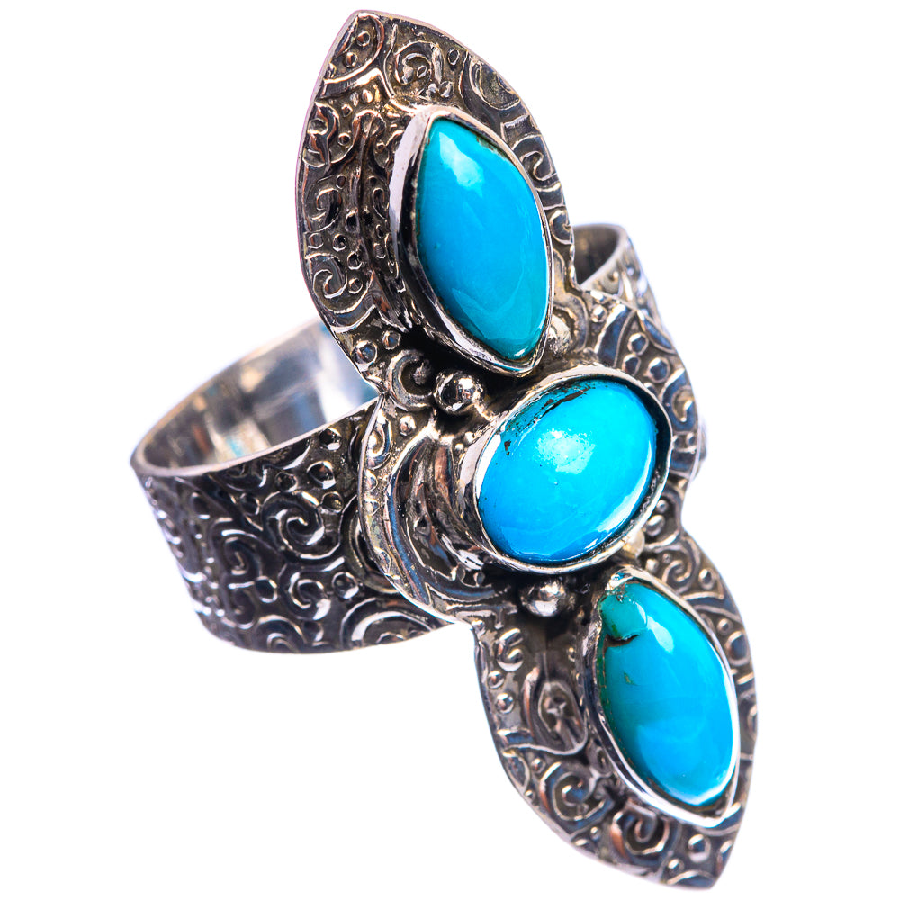 Large Sleeping Beauty Turquoise 925 Sterling Silver Ring Size 8.75