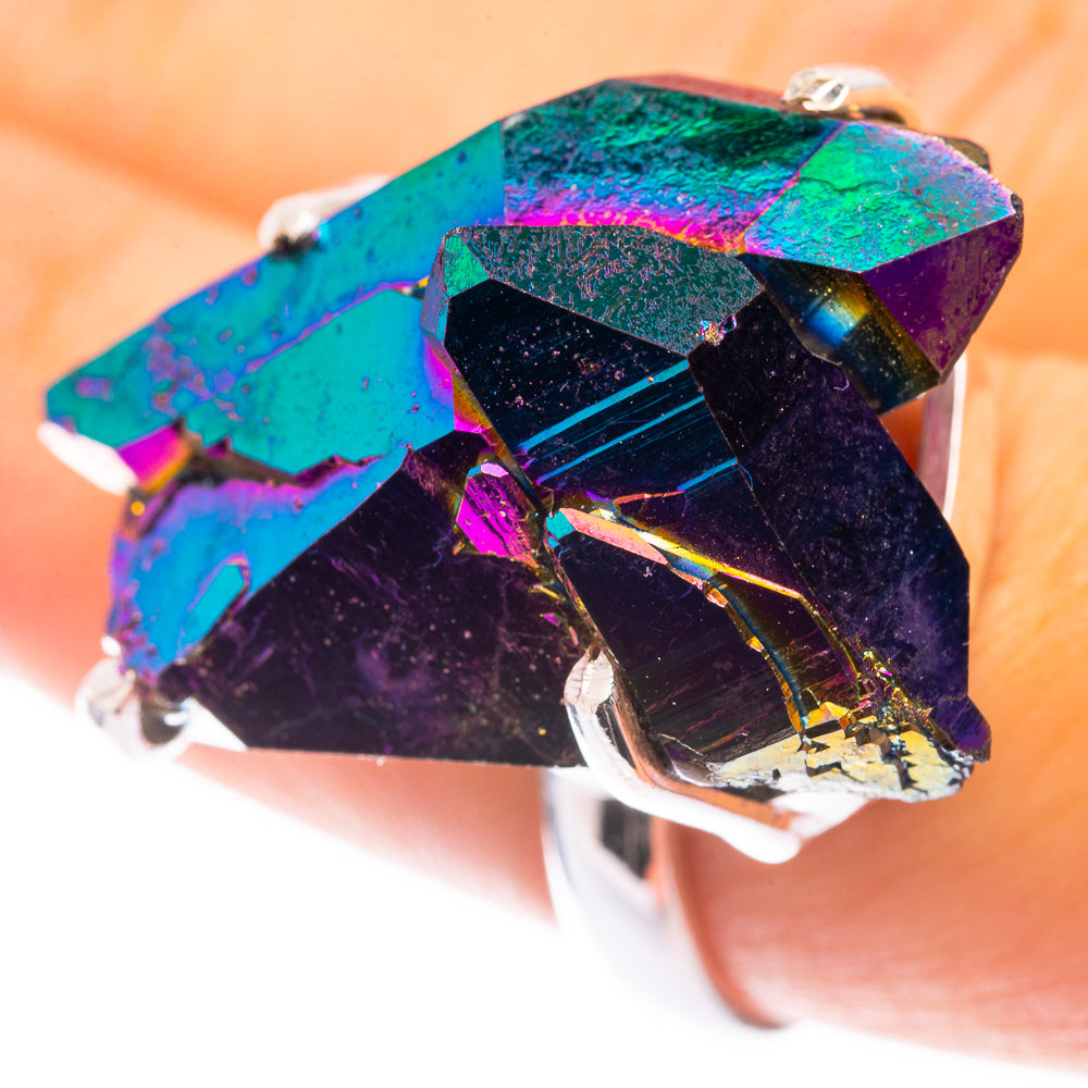 Large Titanium Sunshine Druzy Ring Size 7.25 (925 Sterling Silver) R141379