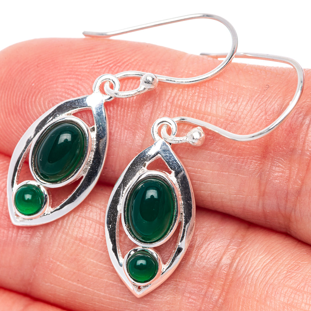 Green Onyx EarDainty Rings 1 3/8" (925 Sterling Silver) E433135