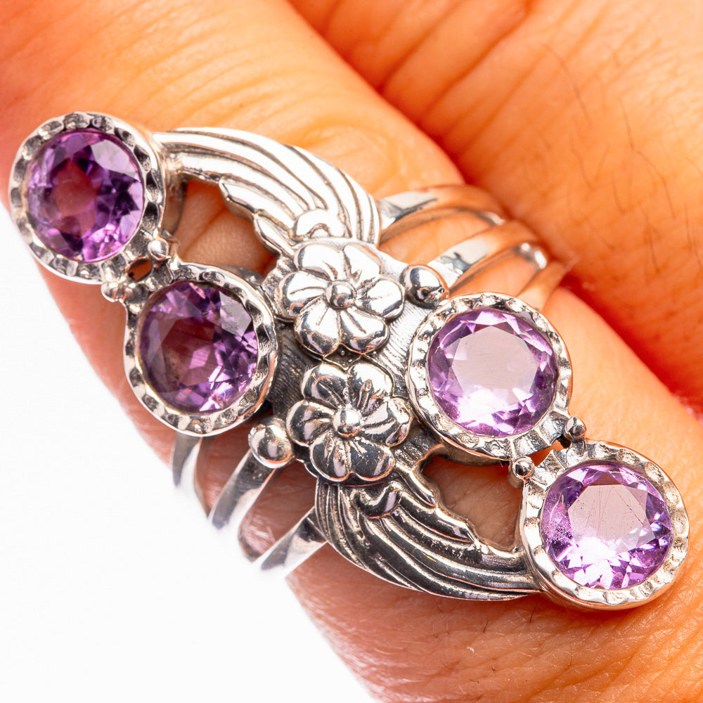 Faceted Amethyst Ring Size 7.75 (925 Sterling Silver) R142083