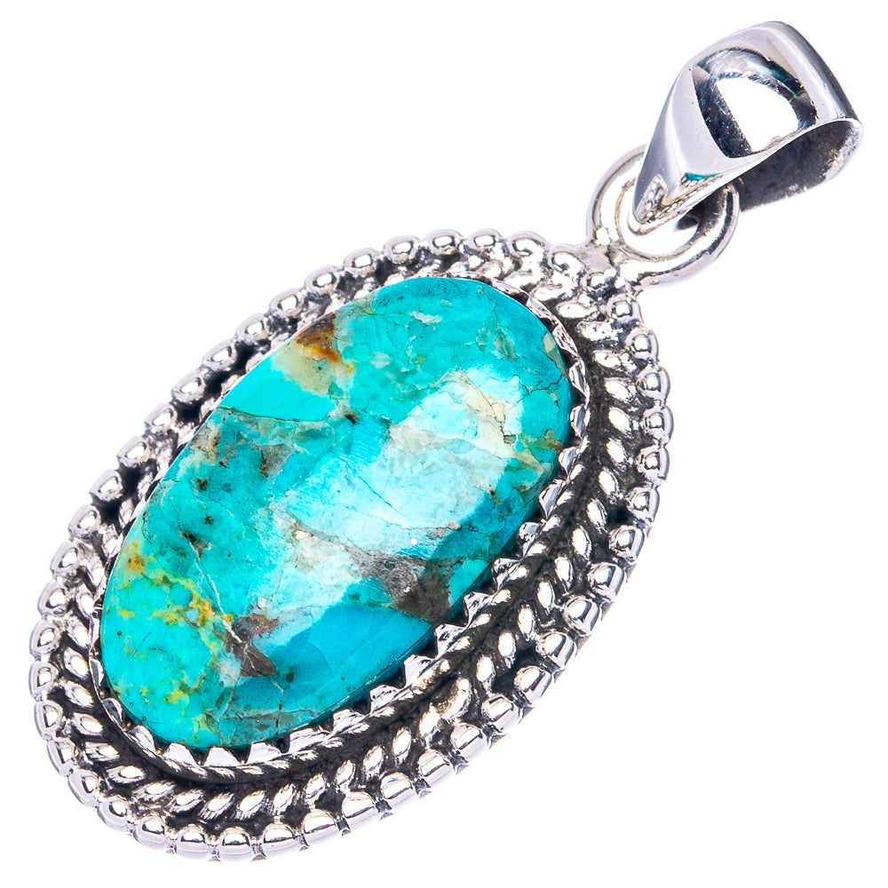 Rare Arizona Turquoise 925 Sterling Silver Pendant 1 1/4" (925 Sterling Silver) P41946